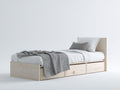 Einzelbett aus Kiefernholz 205x96x82 cm - Naturholz - Modernes Stauraumbett