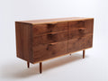 Kommode mit Schubladen Holzoptik 140 x 45 x 80 cm nussbaumfarben für Schlafzimmer - 6 Schubladen - modernes Retro Design