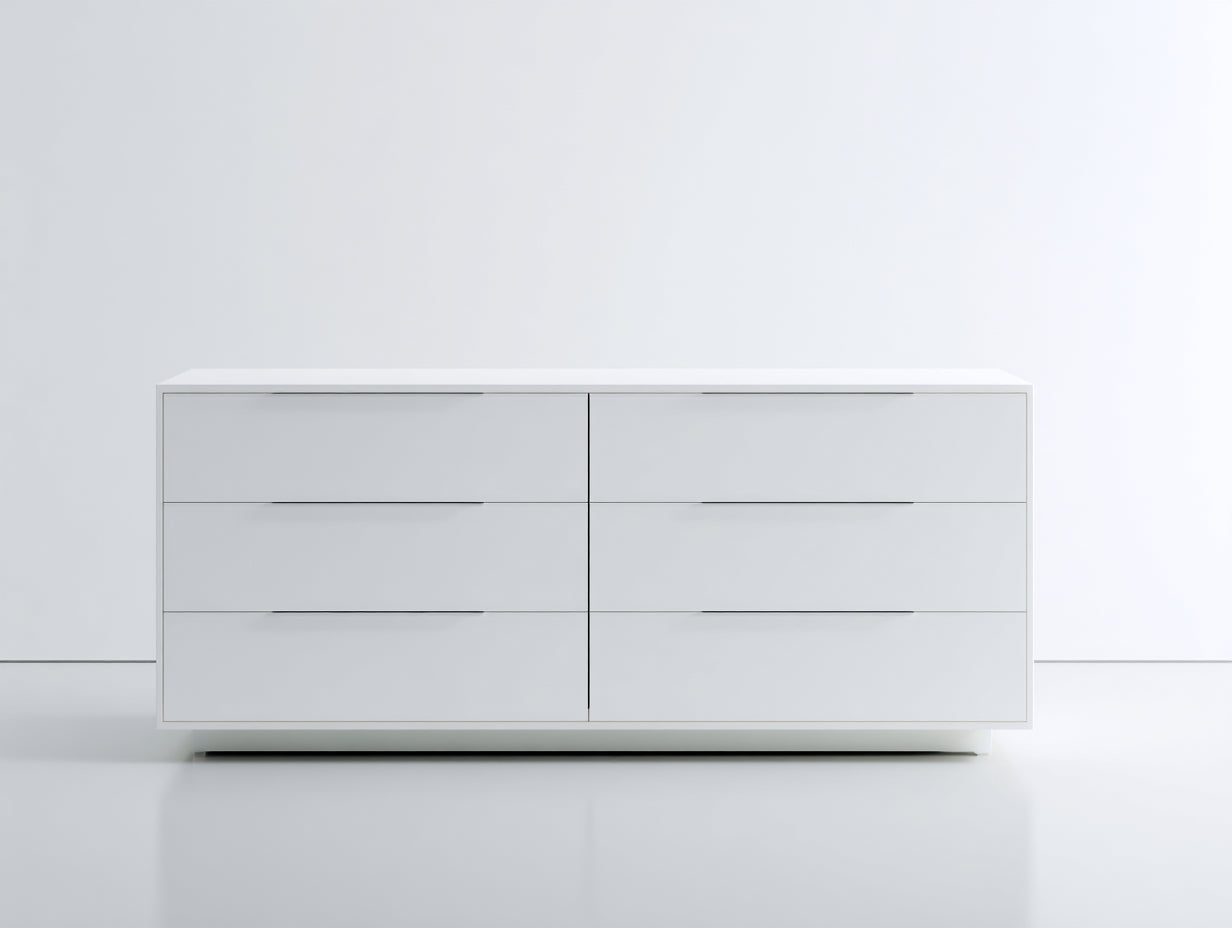 Kommode mit Schubladen aus Holzwerkstoff 160x45x80 cm - Weiß - Modernes griffloses Design