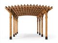 Pavillon aus Holz 400x300x260 cm - Naturholzbraun - Klassischer Gartenpavillon mit offenem Lamellendach
