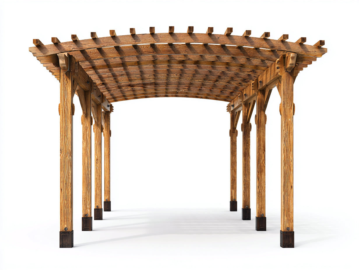 Pavillon aus Holz 400x300x260 cm - Naturholzbraun - Klassischer Gartenpavillon mit offenem Lamellendach