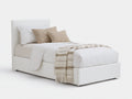 Einzelbett aus Polsterstoff 208x98x105 cm - Weiß - für Schlafzimmer mit schlichtem Kopfteil