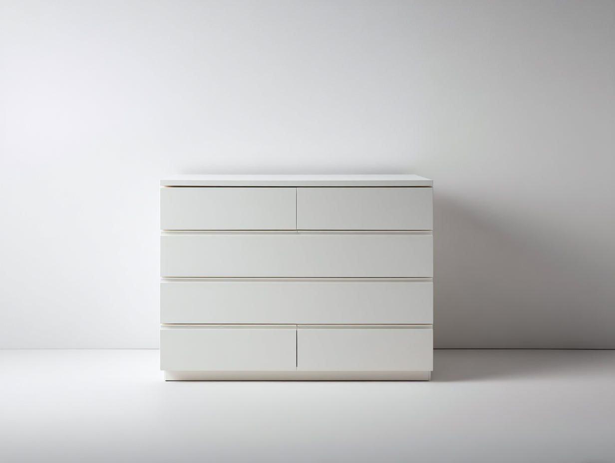 Kommode mit Schubladen Holz 120 x 40 x 80 cm weiß für Schlafzimmer - 6 Schubladen - modernes griffloses Design