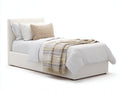 Einzelbett - Gepolstertes Stoffbett 209 x 104 x 103 cm - Cremeweiß - Für Schlafzimmer - Modernes Design mit geradem Kopfteil