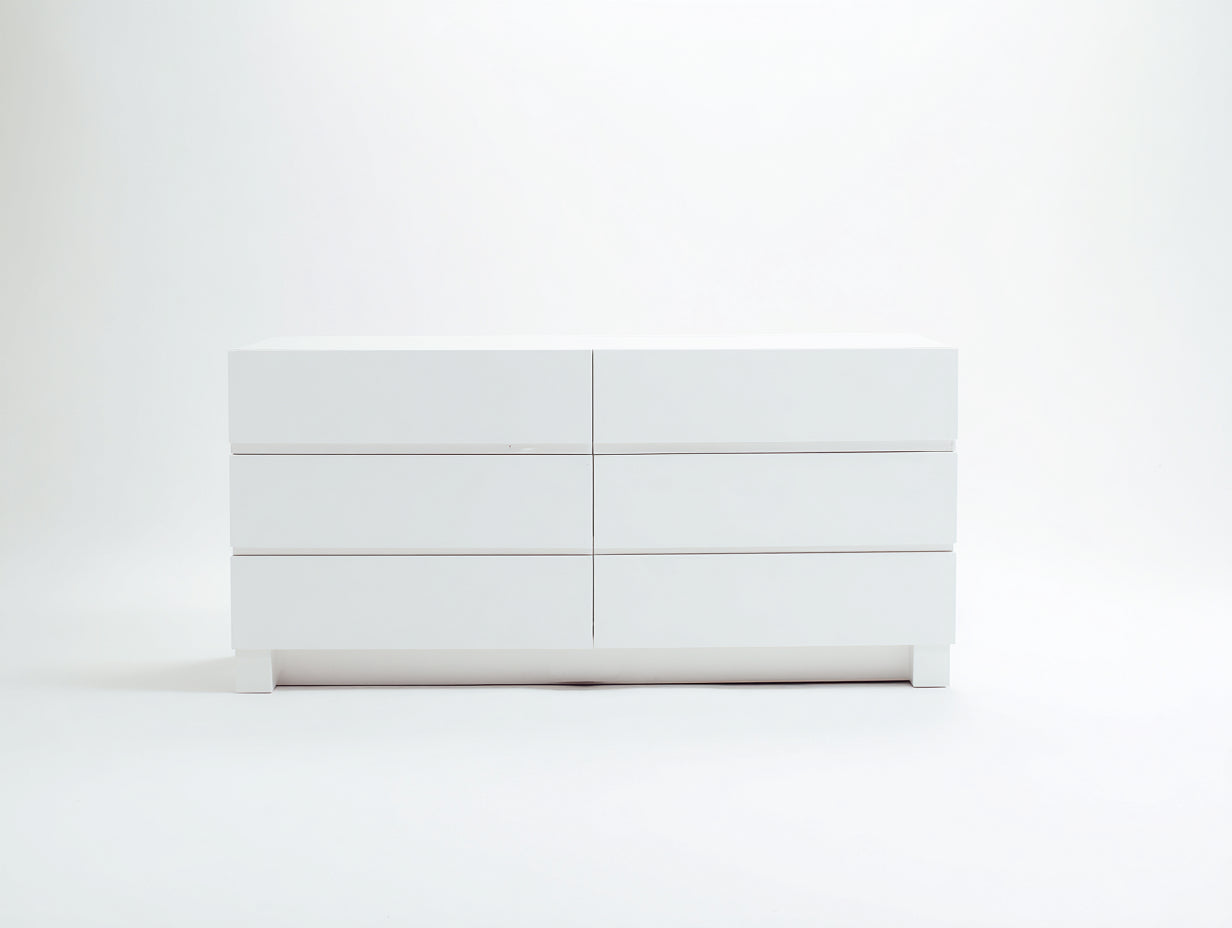 Kommode mit Schubladen aus Holzwerkstoff 140x40x76 cm - Weiß - modern mit sechs Schubladen