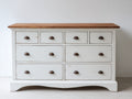 Kommode mit Schubladen Holzwerkstoff 140x45x85 cm - Weiß-Naturholz - mit 8 Schubladen