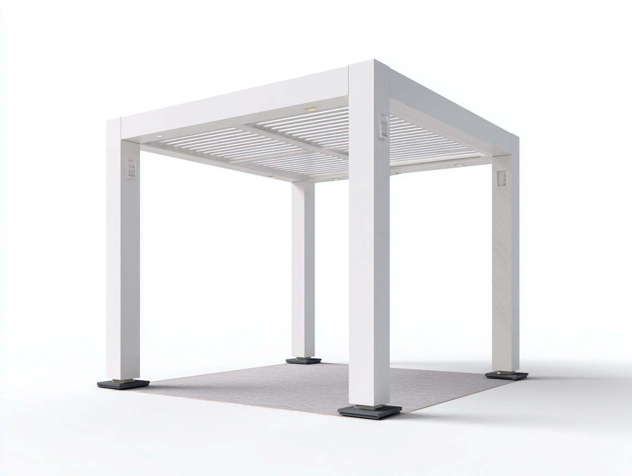 Pavillon Aluminium 300 x 300 x 250 cm weiß und schwarz für Garten - Lamellendach - modernes freistehendes Design