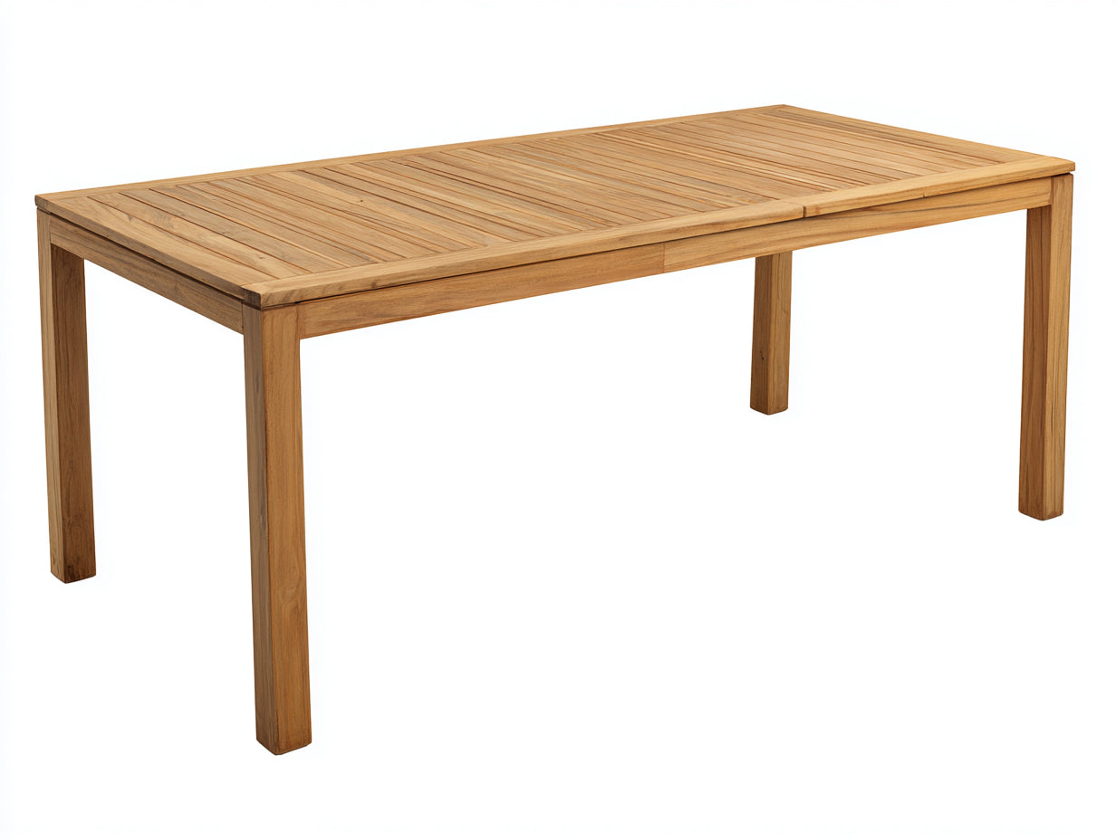 Gartentisch Holz rechteckig 180 x 90 x 75 cm naturholzfarben für Garten - Lamellentischplatte - stabiles Vierbein Design