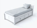 Einzelbett Holzwerkstoff 206x98x82 cm - Weiß - mit 2 Schubladen