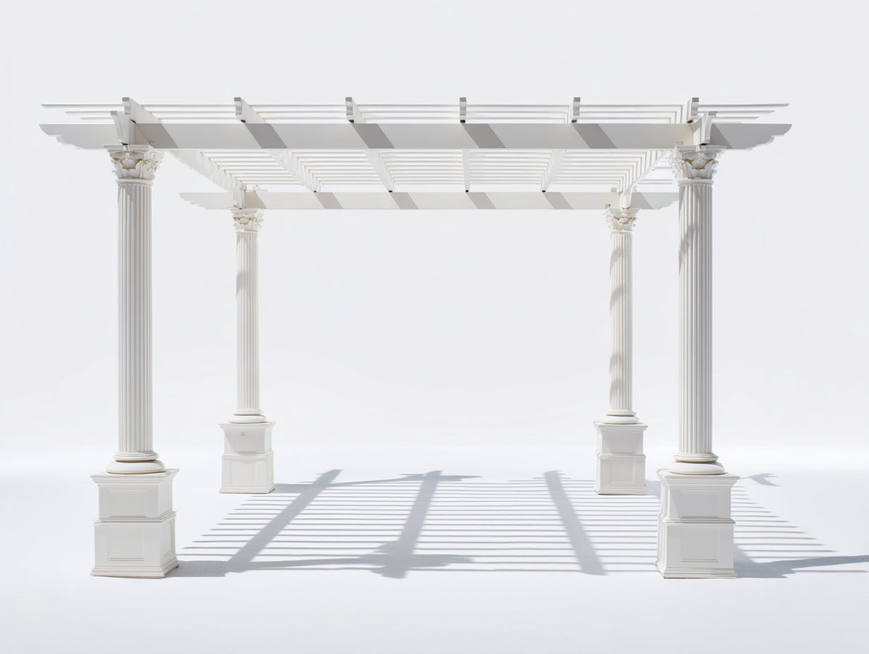 Pavillon Kunststoff 400x300x260 cm - Weiß - mit Lamellendach und Säulen