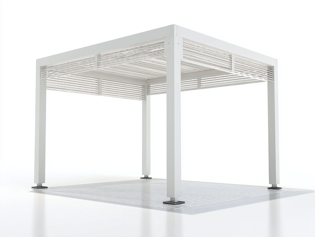 Pavillon Aluminium 300x300x250 cm - Weiß - mit Lamellendach