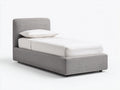 Einzelbett - Gepolstertes Stoffbett 209 x 104 x 105 cm - Grau - Für Schlafzimmer - Modernes Design mit abgerundetem Kopfteil