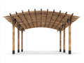 Pavillon aus Massivholz 400x300x260 cm - Dunkelbraun-Schwarz - mit gebogenem Lamellendach für Garten