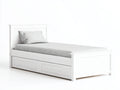 Einzelbett Holz 204 x 98 x 95 cm weiß für Schlafzimmer - mit 2 Schubladen - klassisches Stauraum Design