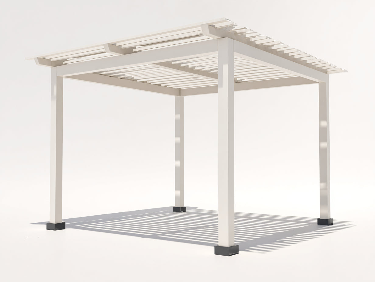 Pavillon aus Aluminium 300x300x250 cm - Weiß-Anthrazit - mit Lamellendach für Garten und Terrasse