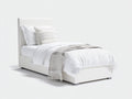 Einzelbett Polsterbett 210 x 104 x 110 cm weiß für Schlafzimmer - gepolstertes Kopfteil - modernes schlichtes Design