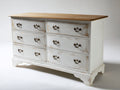 Kommode mit Schubladen aus Holz 120x45x82 cm - Antikweiß-Natur - Landhausstil mit sechs Schubladen