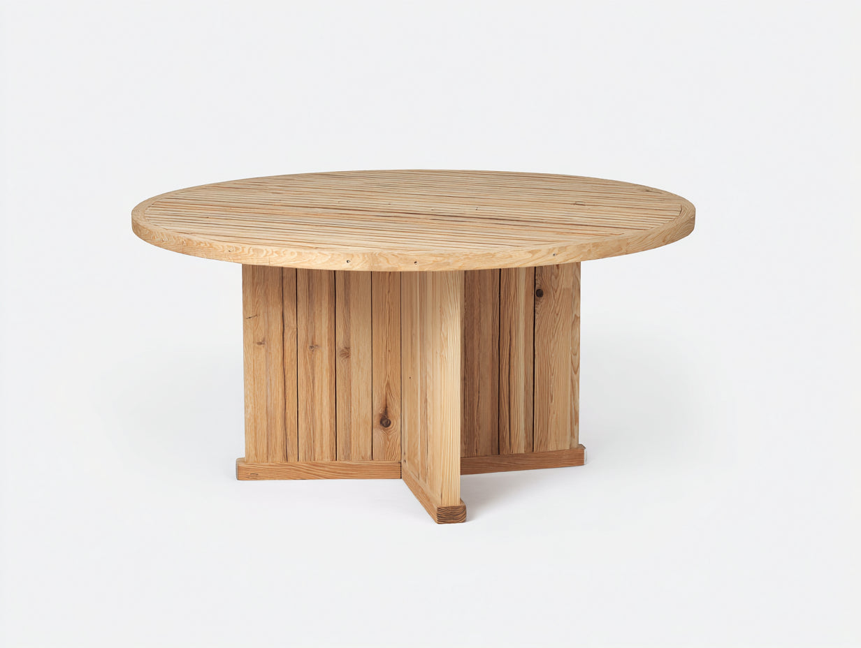 Gartentisch aus Massivholz 120x120x75 cm - Natur - rund für Garten und Terrasse