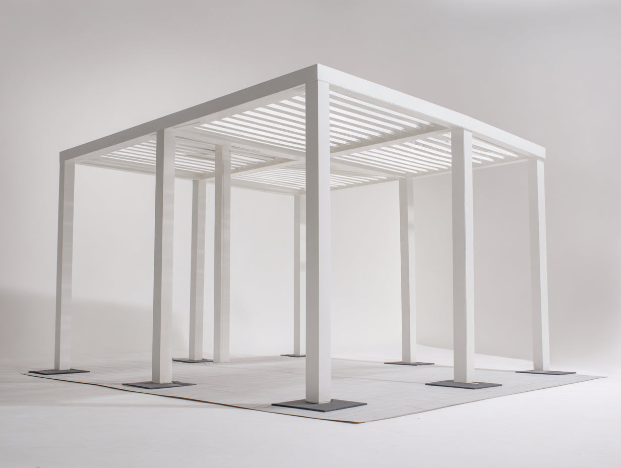 Pavillon aus Aluminium 300x300x250 cm - Weiß - Moderner Gartenpavillon mit Lamellendach