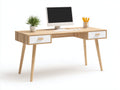 Schreibtisch Holzoptik 120 x 55 x 76 cm eichefarben und weiß für Arbeitszimmer - mit 2 Schubladen - modernes skandinavisches Design