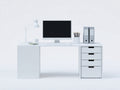 Schreibtisch - Holzwerkstoff 140 x 60 x 75 cm - Weiß - Für Büro und Arbeitszimmer - Modernes Design mit 4 Schubladen