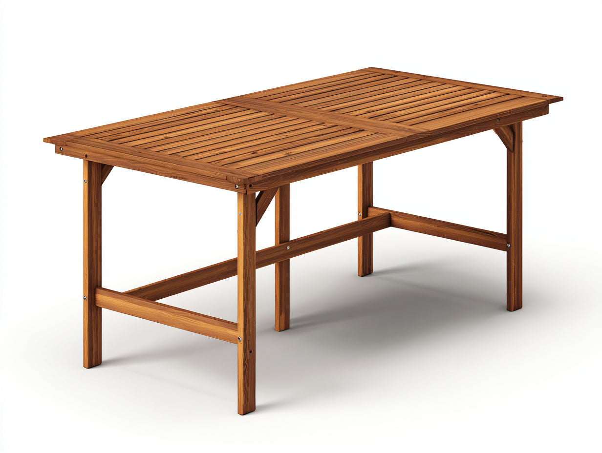 Gartentisch aus Holz 160x90x75 cm - Braun - Rechteckiges Latten Design für Garten