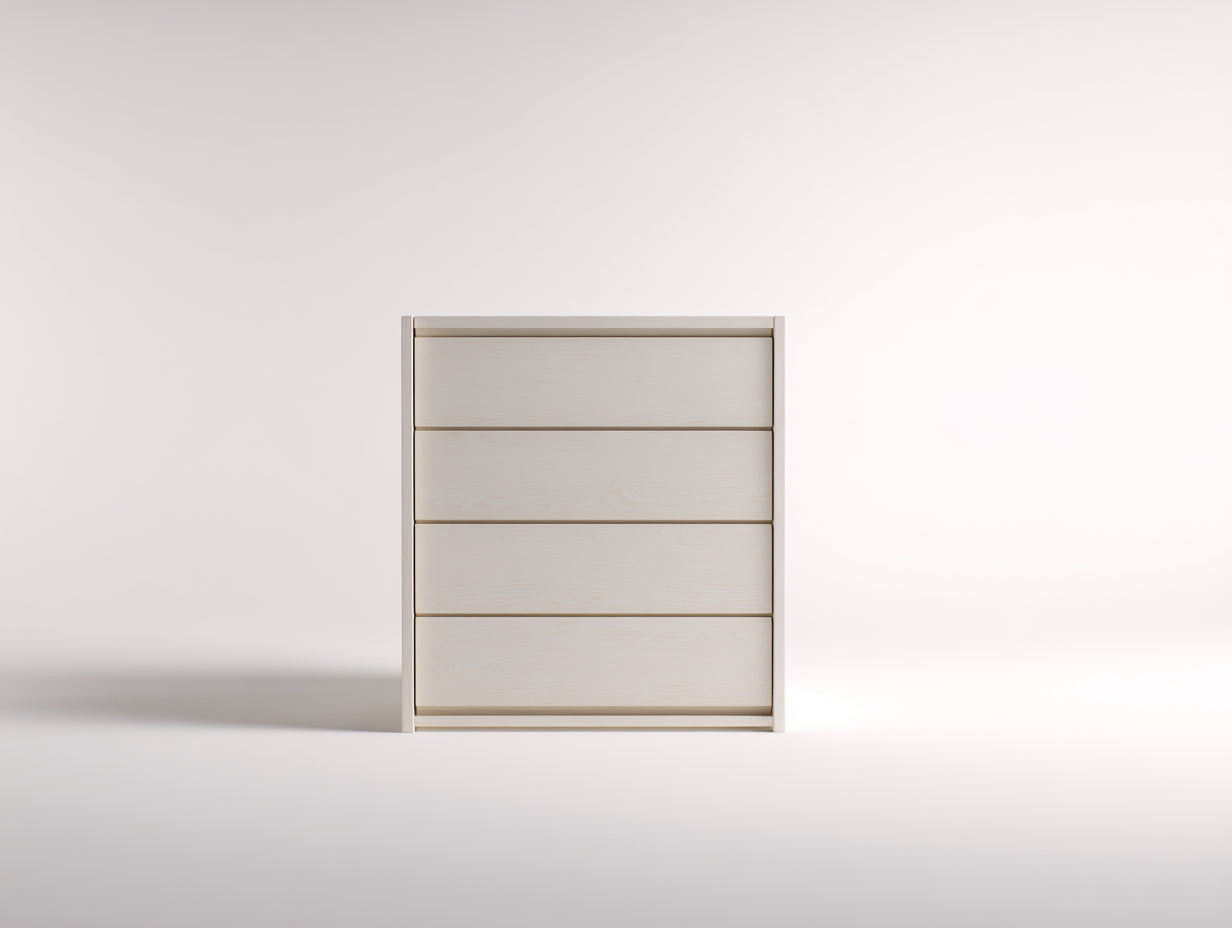 Kommode mit Schubladen - Holzwerkstoff 80 x 40 x 95 cm - Naturweiß - Für Schlafzimmer - Modernes Design mit Holzmaserung und 4 Schubladen