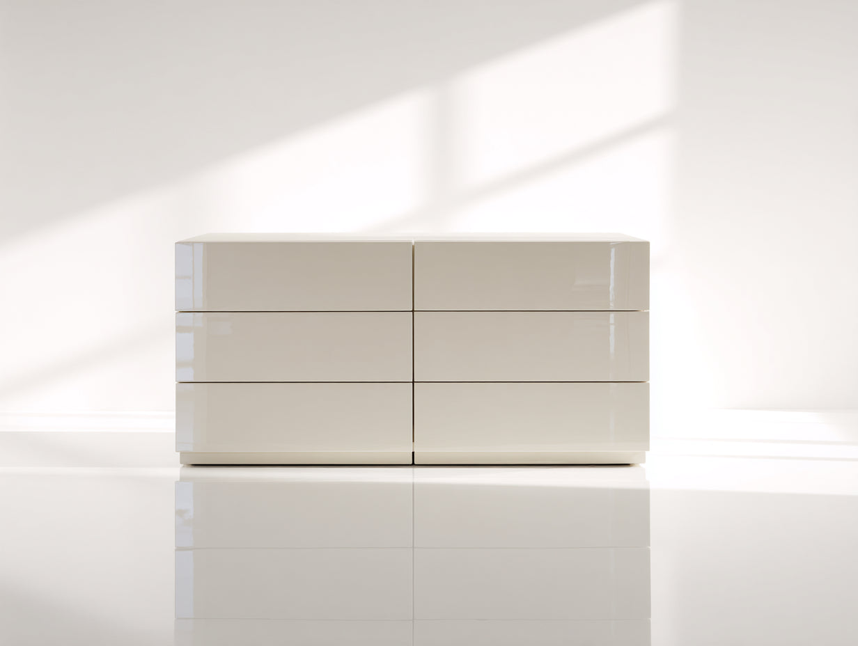 Kommode mit Schubladen Hochglanz 160x45x72 cm - Cremeweiß - mit 6 Schubladen