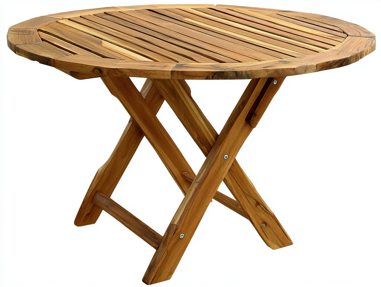 Gartentisch Holz 120x120x75 cm - Honigbraun - rund mit Lattenplatte