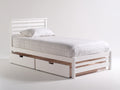 Einzelbett aus Holz 206x98x96 cm - Weiß - für Schlafzimmer mit zwei integrierten Schubladen