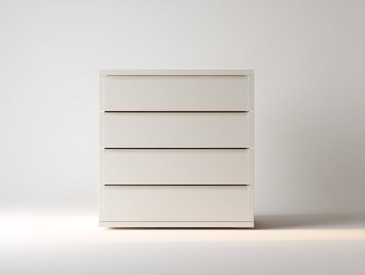 Kommode mit Schubladen Holzwerkstoff 90x40x88 cm - Cremeweiß - grifflos mit 4 Schubladen